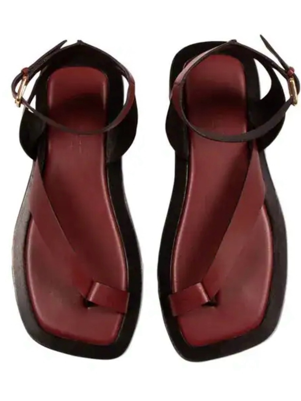 A.Emery Asher Burgundy Leather Ankle-Strap Sandal with Toe Loop